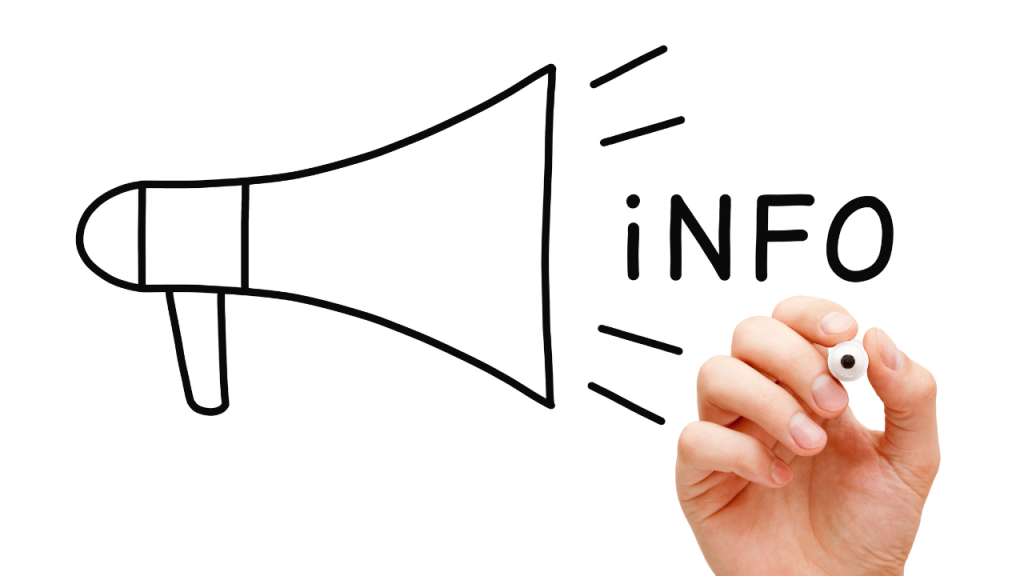 infoの文字とメガホンの絵